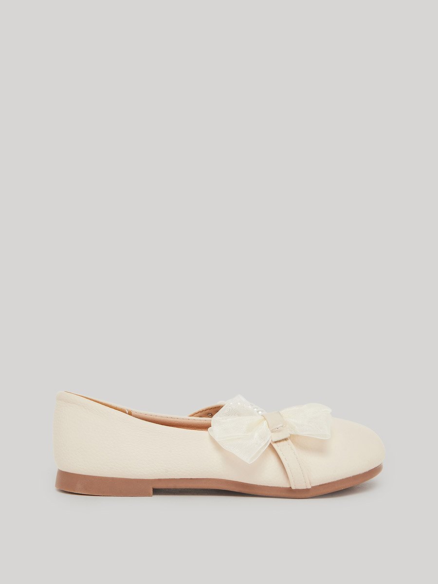 Girls Beige Embellished Ballerinas