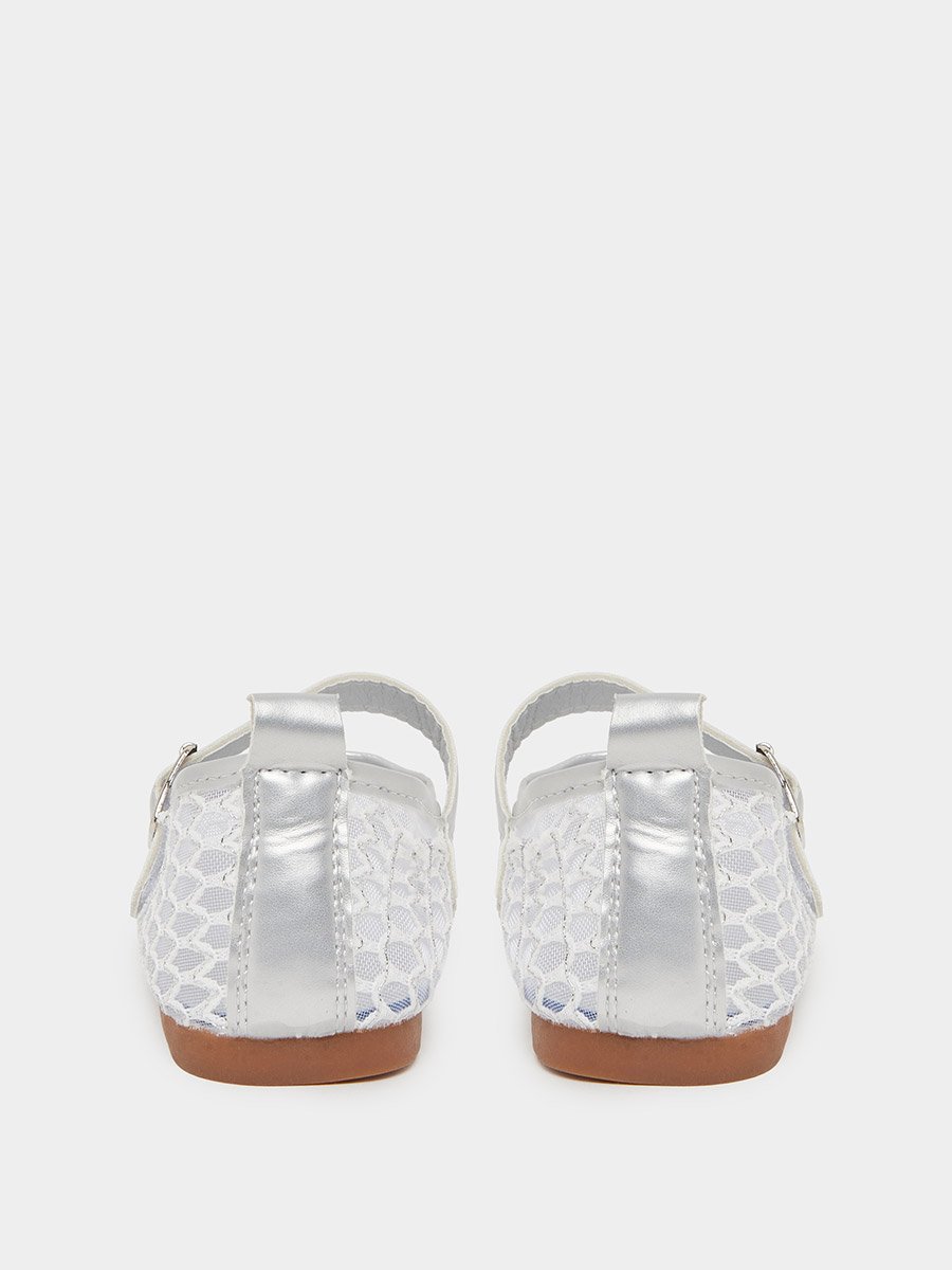 Girls Silver Mesh Ballerinas