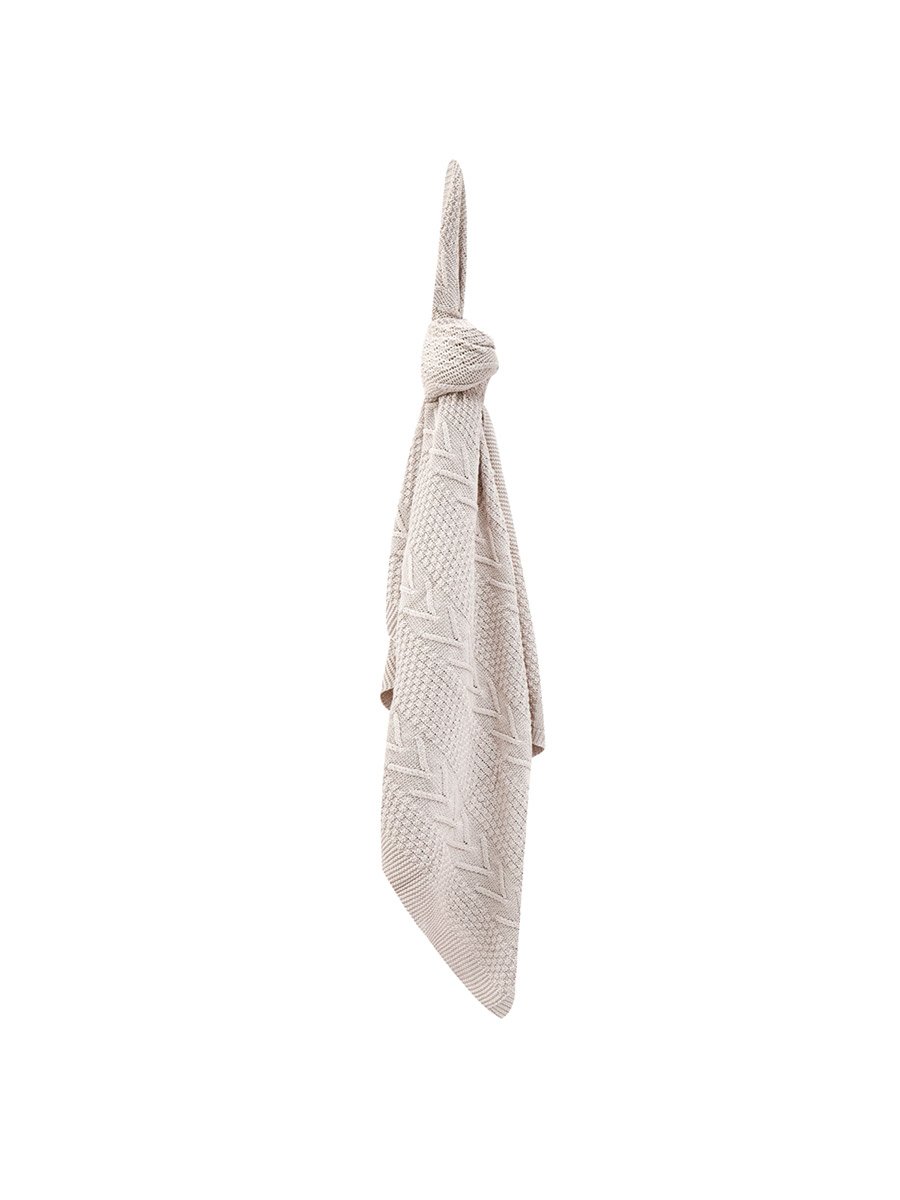 Beige Organic Cotton Knit Baby Blanket Throw 80 x 110 Cm