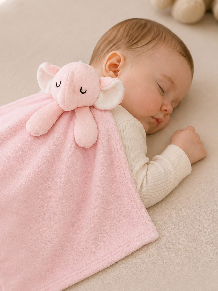 Security Toy Sherpa Blanket- Elephant, Pink, 0-1 Year, 33 x 33 cm