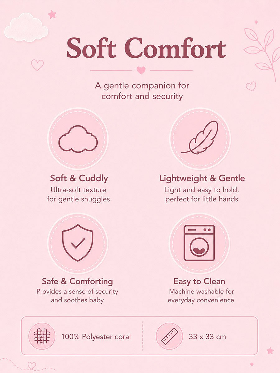 Security Toy Sherpa Blanket- Elephant, Pink, 0-1 Year, 33 x 33 cm