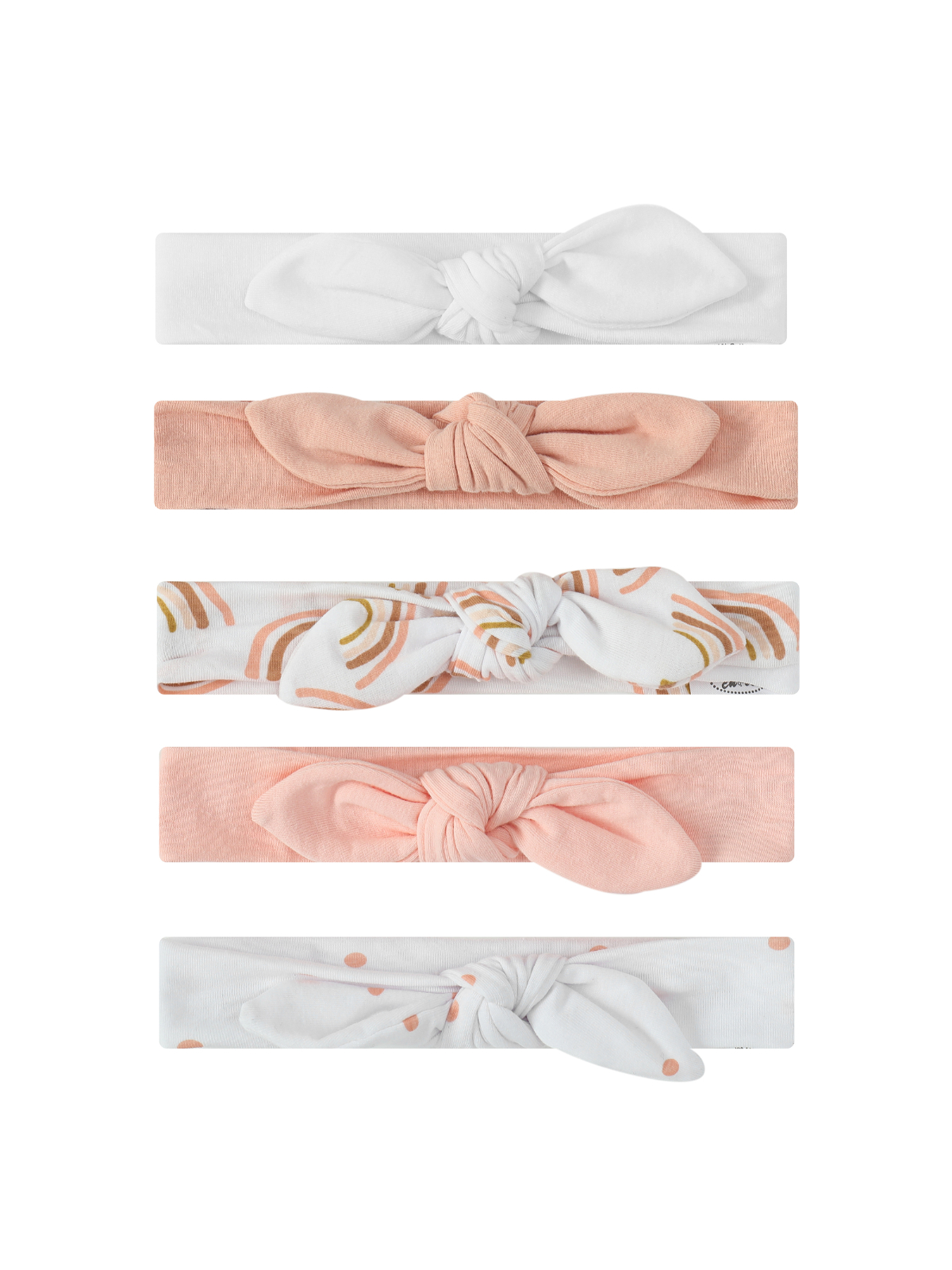 Pack of 5 - Bow Cotton Headbands  0-6 Months