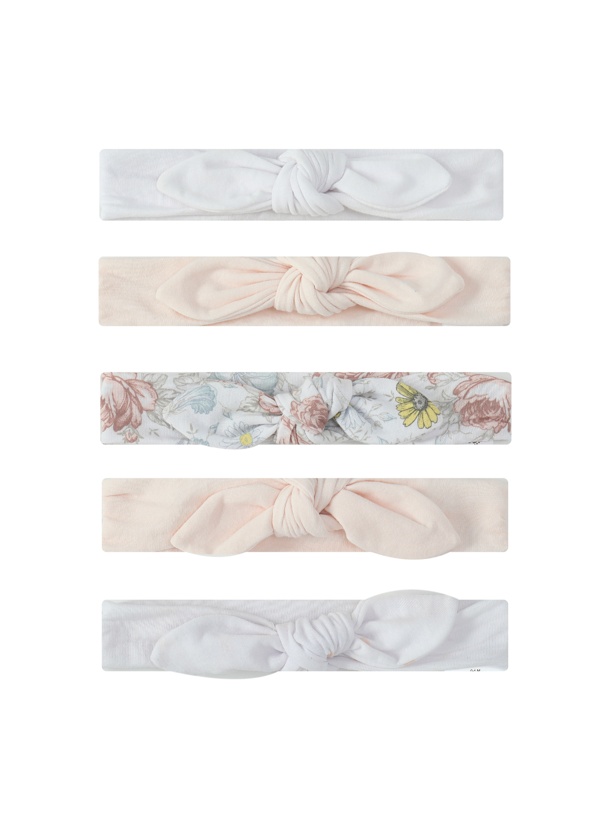 Pack of 5 - Bow Soft Cotton Headbands 0-6 Months