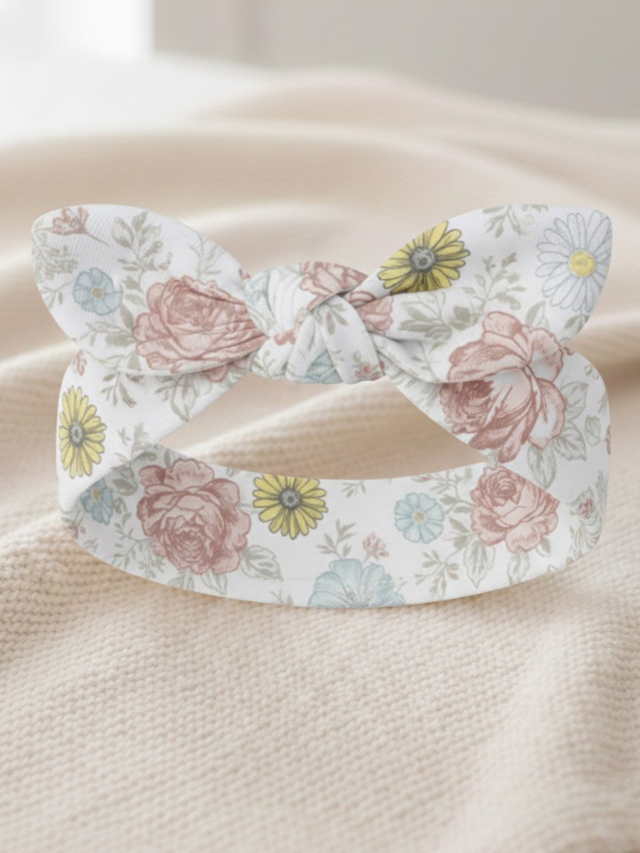 Pack of 5 - Bow Soft Cotton Headbands 0-6 Months
