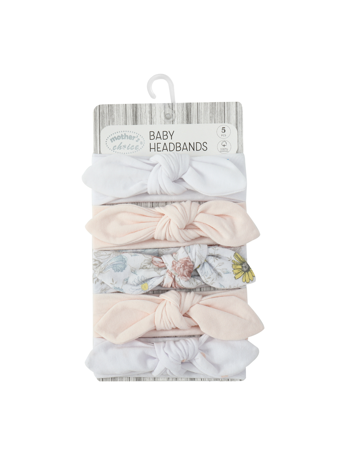 Pack of 5 - Bow Soft Cotton Headbands 0-6 Months