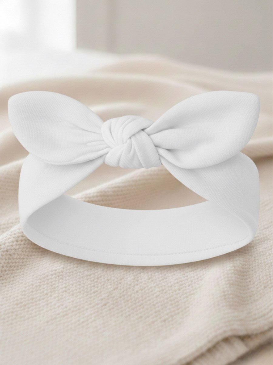 Pack of 5 - Bow Soft Cotton Headbands 0-6 Months