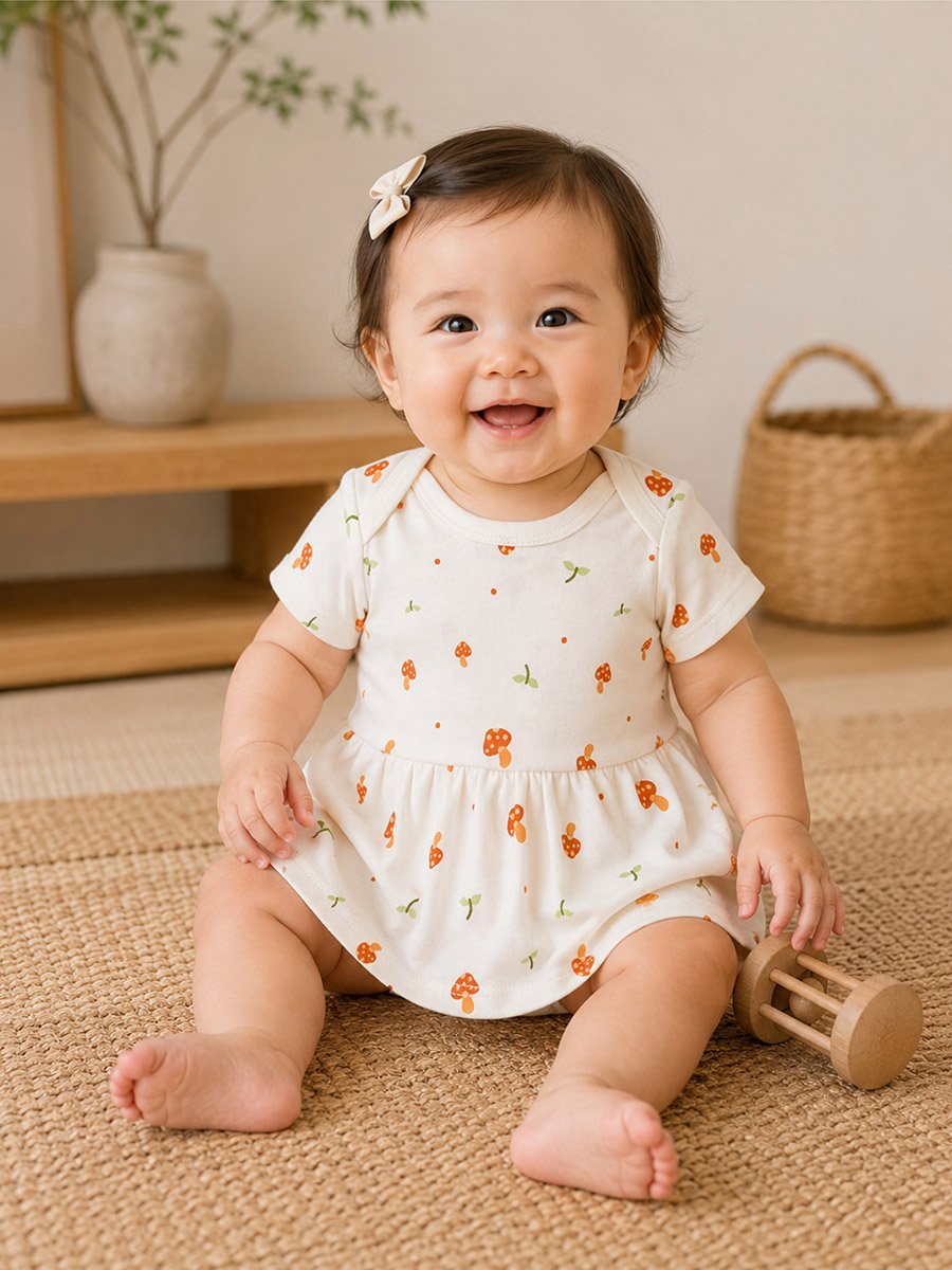 Baby Girls Mushroom Print Bodysuit