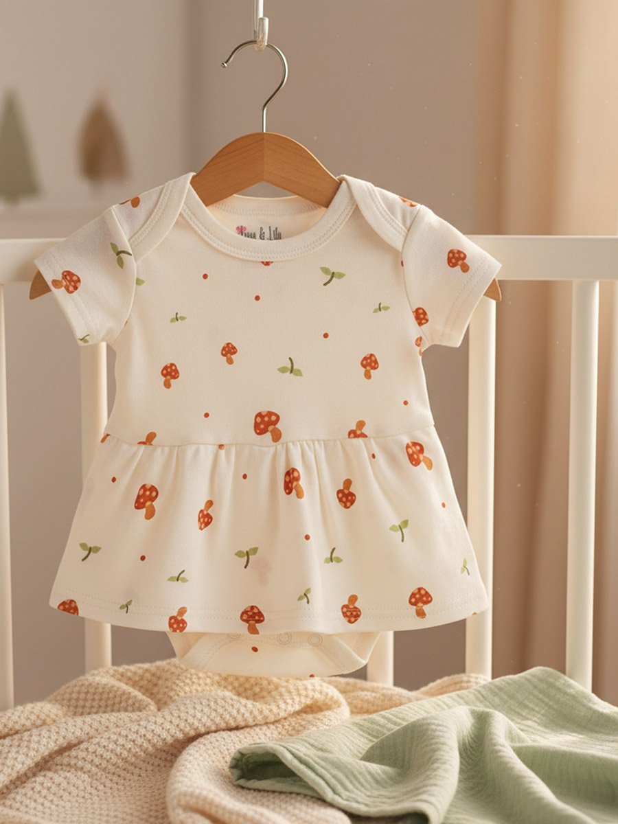 Baby Girls Mushroom Print Bodysuit