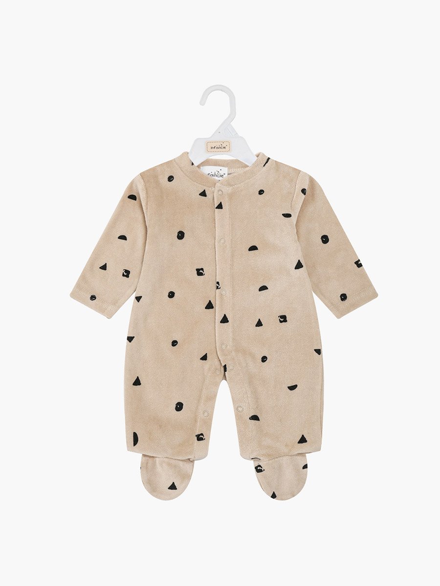 Baby Boys Printed Velour Footed Sleepsuit