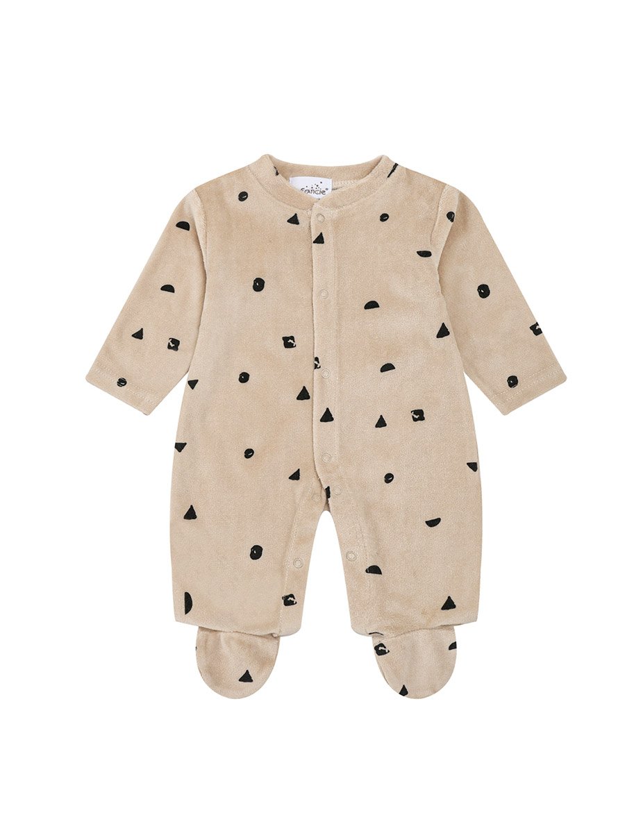 Baby Boys Printed Velour Footed Sleepsuit