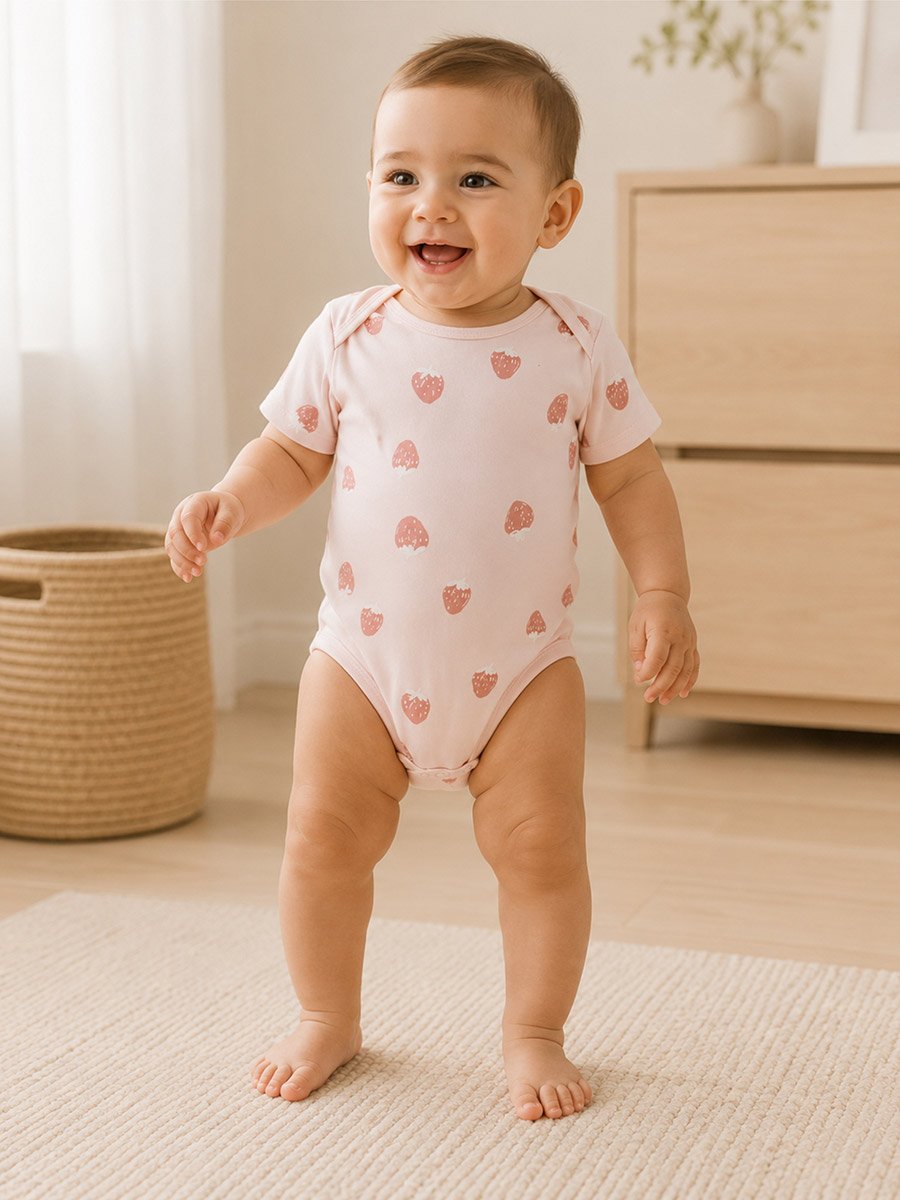 Pack of 2 - Heart Print Round Neck Bodysuit