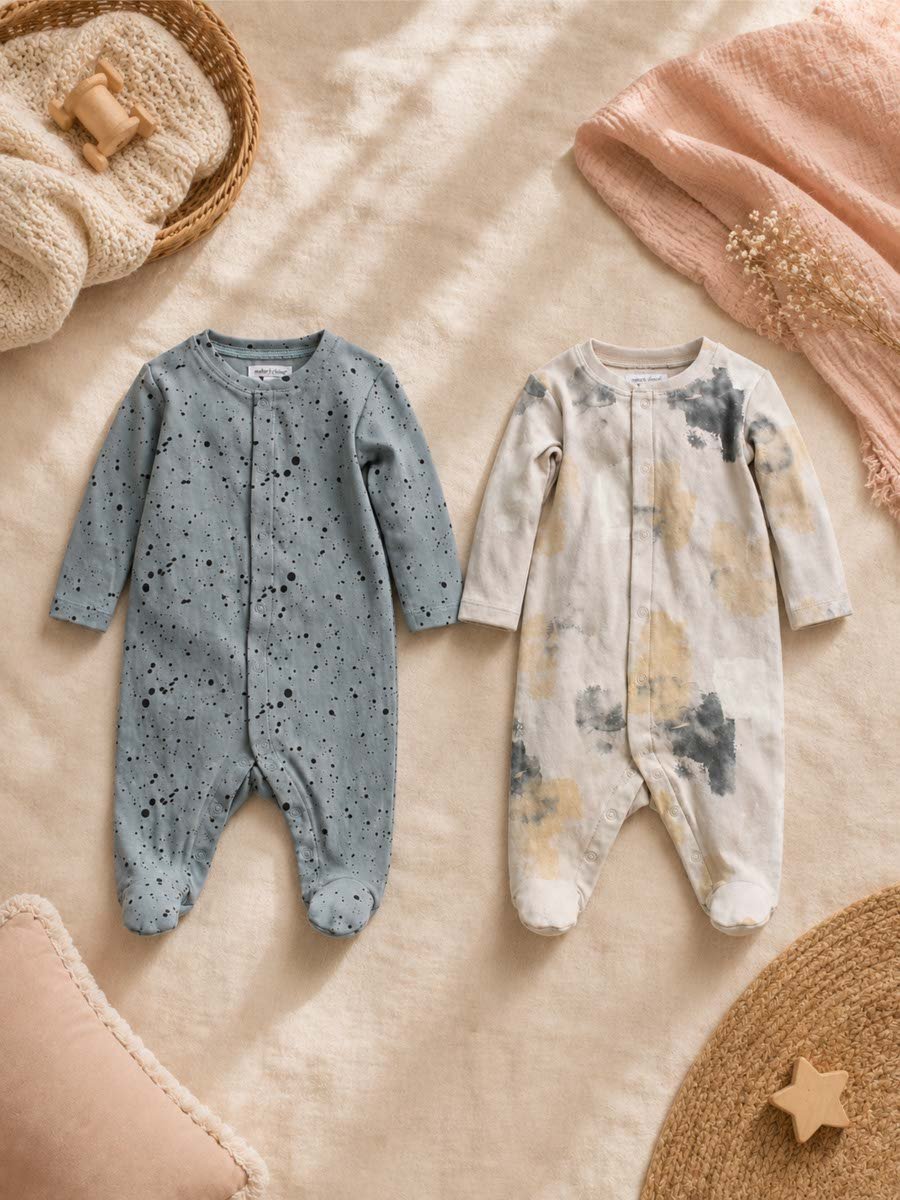 Pack of 2 - Soft Cotton Footed Sleepsuit