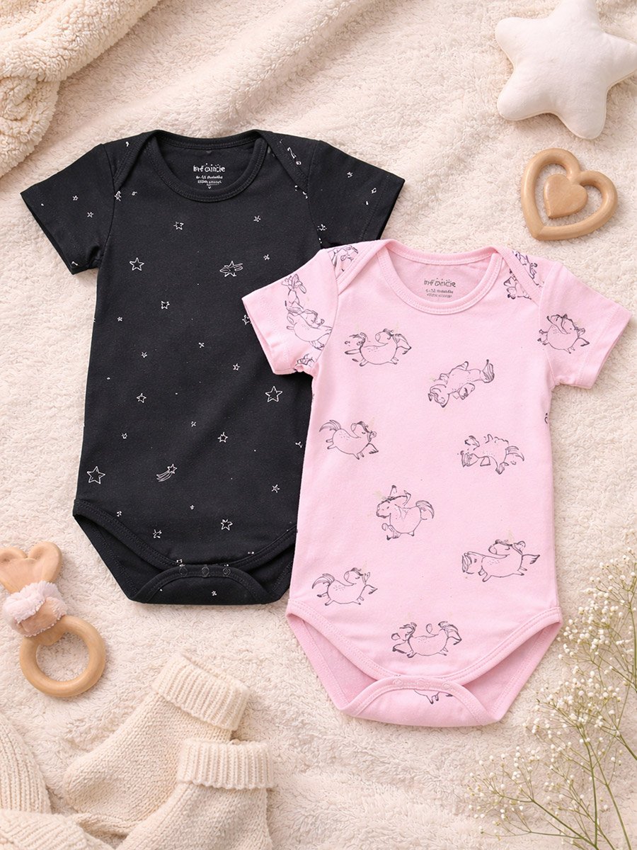 Pack of 2 - Graphic Print Short Sleeve Bodysuit