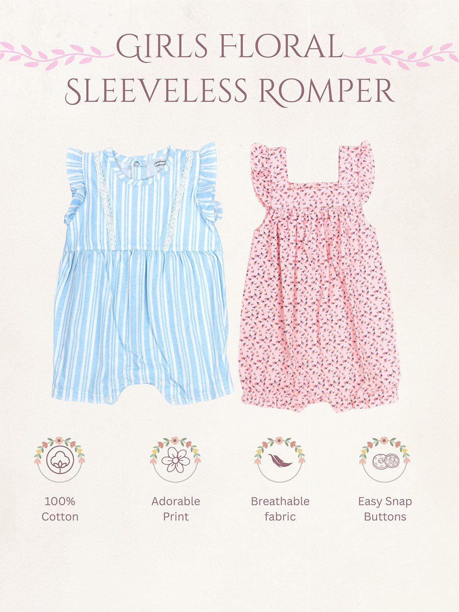 Pack of 2 - Ruffle Sleeve Baby Romper