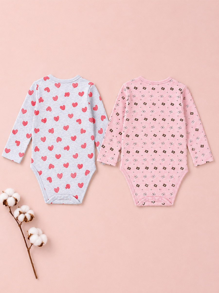Pack of 2 - Heart Print Wrap Bodysuit