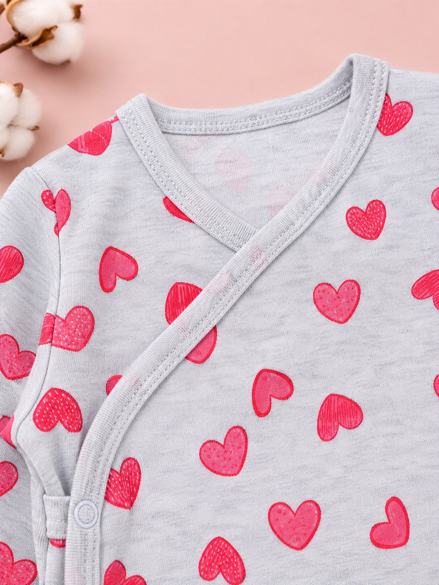 Pack of 2 - Heart Print Wrap Bodysuit