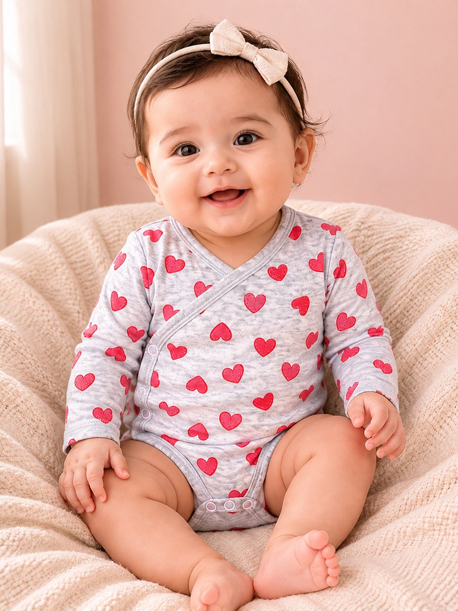 Pack of 2 - Heart Print Wrap Bodysuit