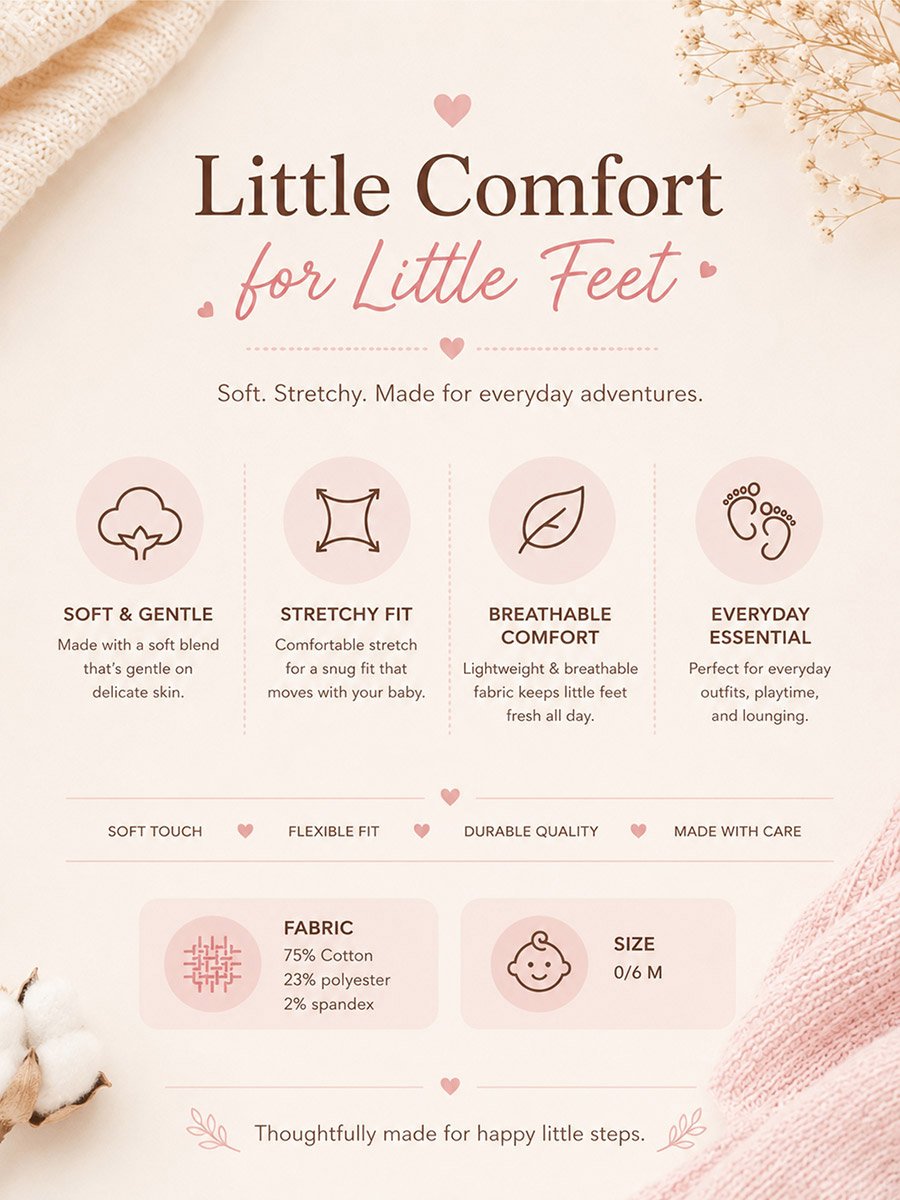 Pack of 6 - Straight Head Cotton Rich Ankle Socks, 0-6 Months
