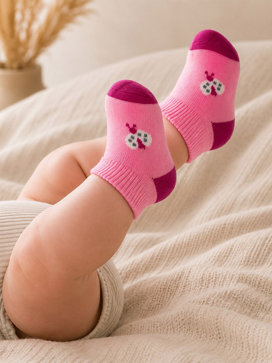 Pack of 6 - Straight Head Cotton Rich Ankle Socks, 0-6 Months