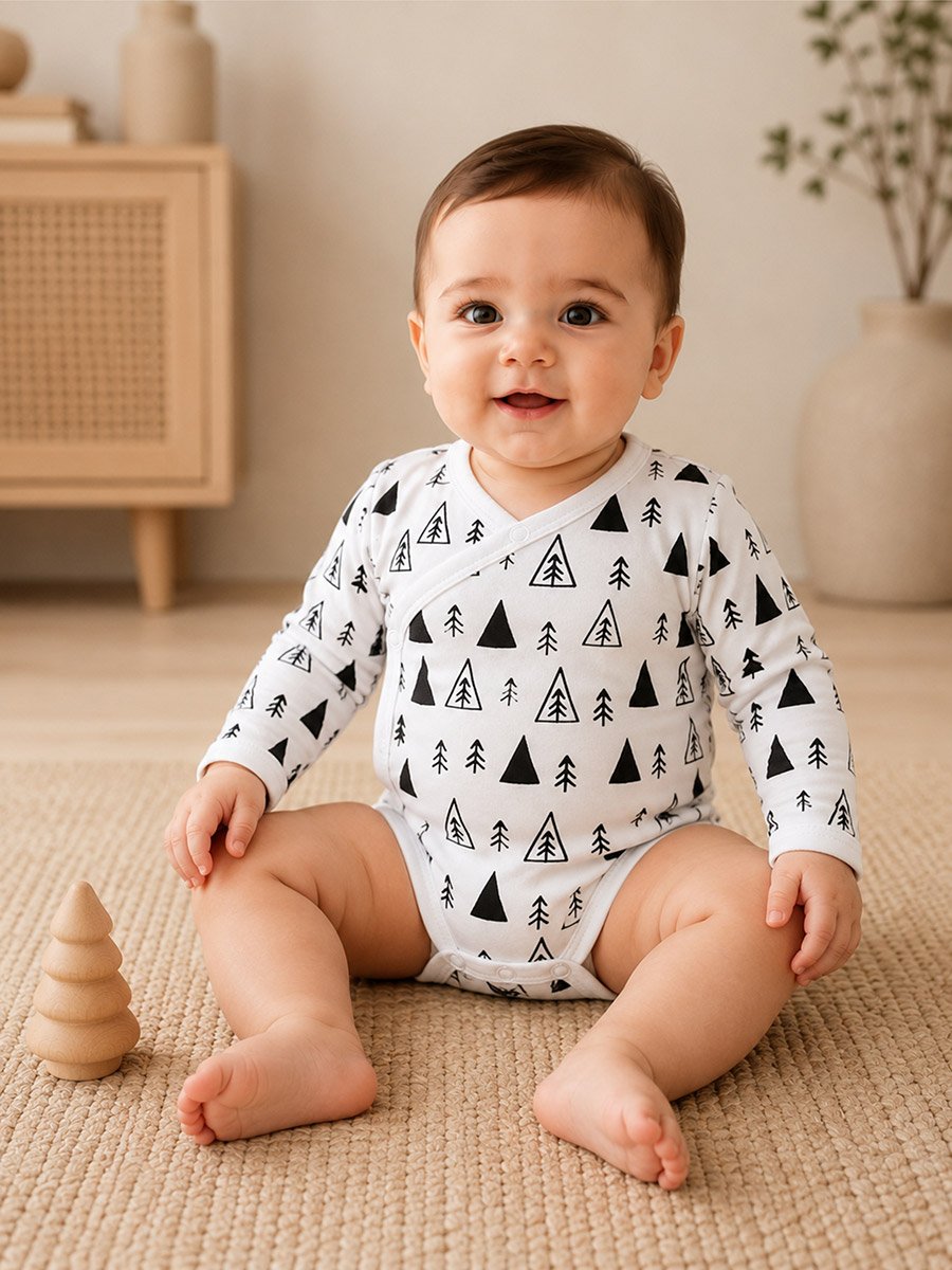 Pack of 2 - Graphic Print Wrap Style Bodysuit