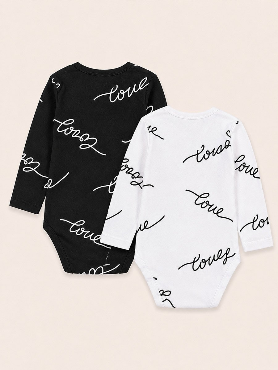 Pack of 2 - Text Print Wrap Bodysuit