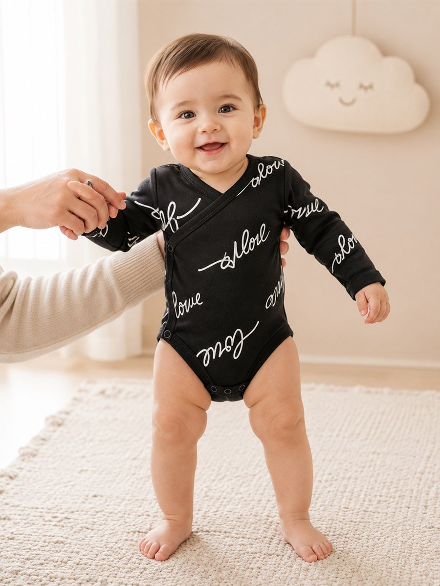 Pack of 2 - Text Print Wrap Bodysuit