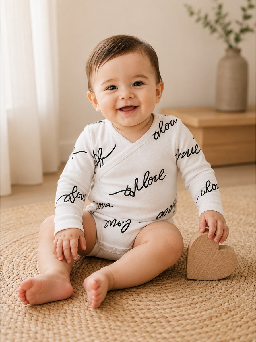 Pack of 2 - Text Print Wrap Bodysuit