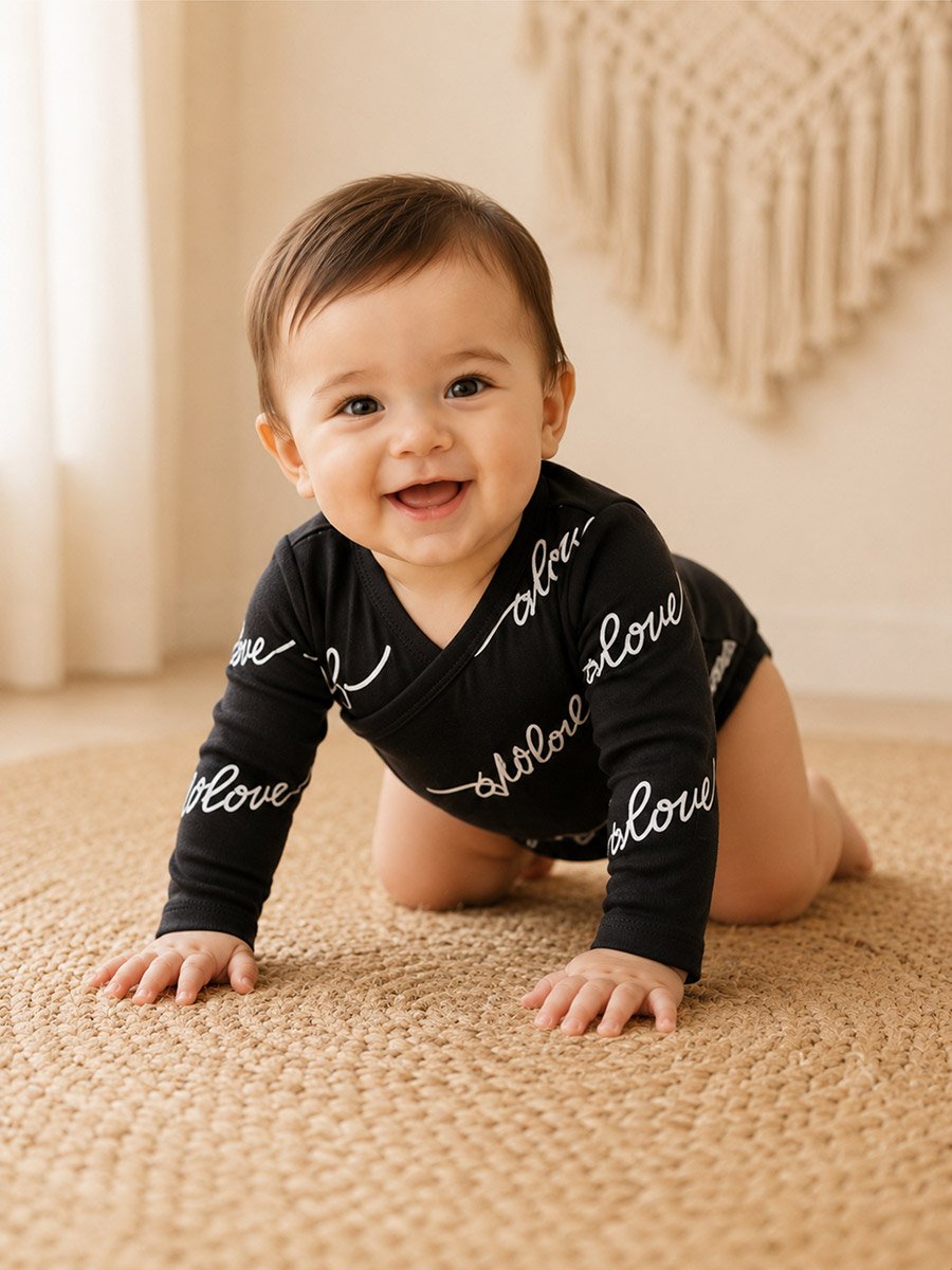 Pack of 2 - Text Print Wrap Bodysuit