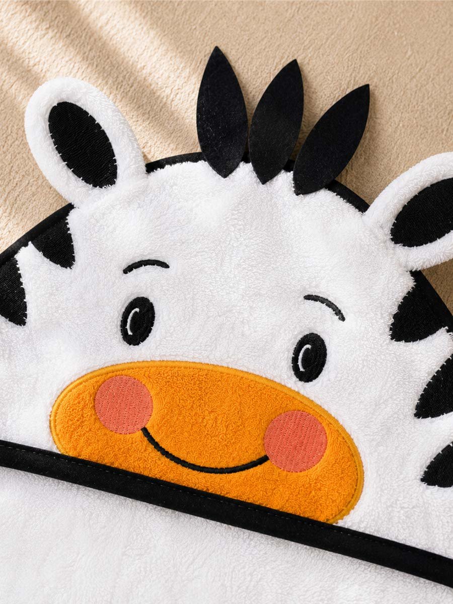 Kids 3D Organic Cotton Woven Hooded Towel - Zebra