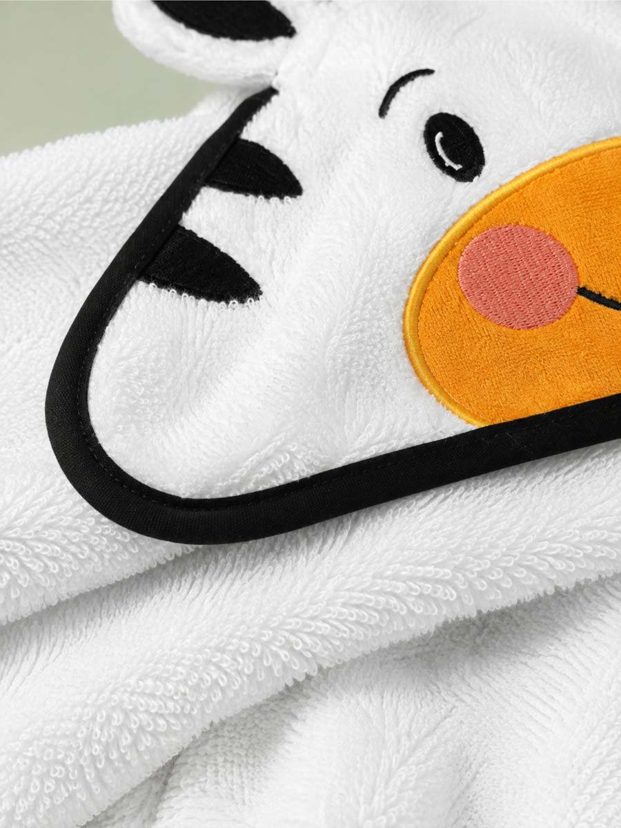 Kids 3D Organic Cotton Woven Hooded Towel - Zebra
