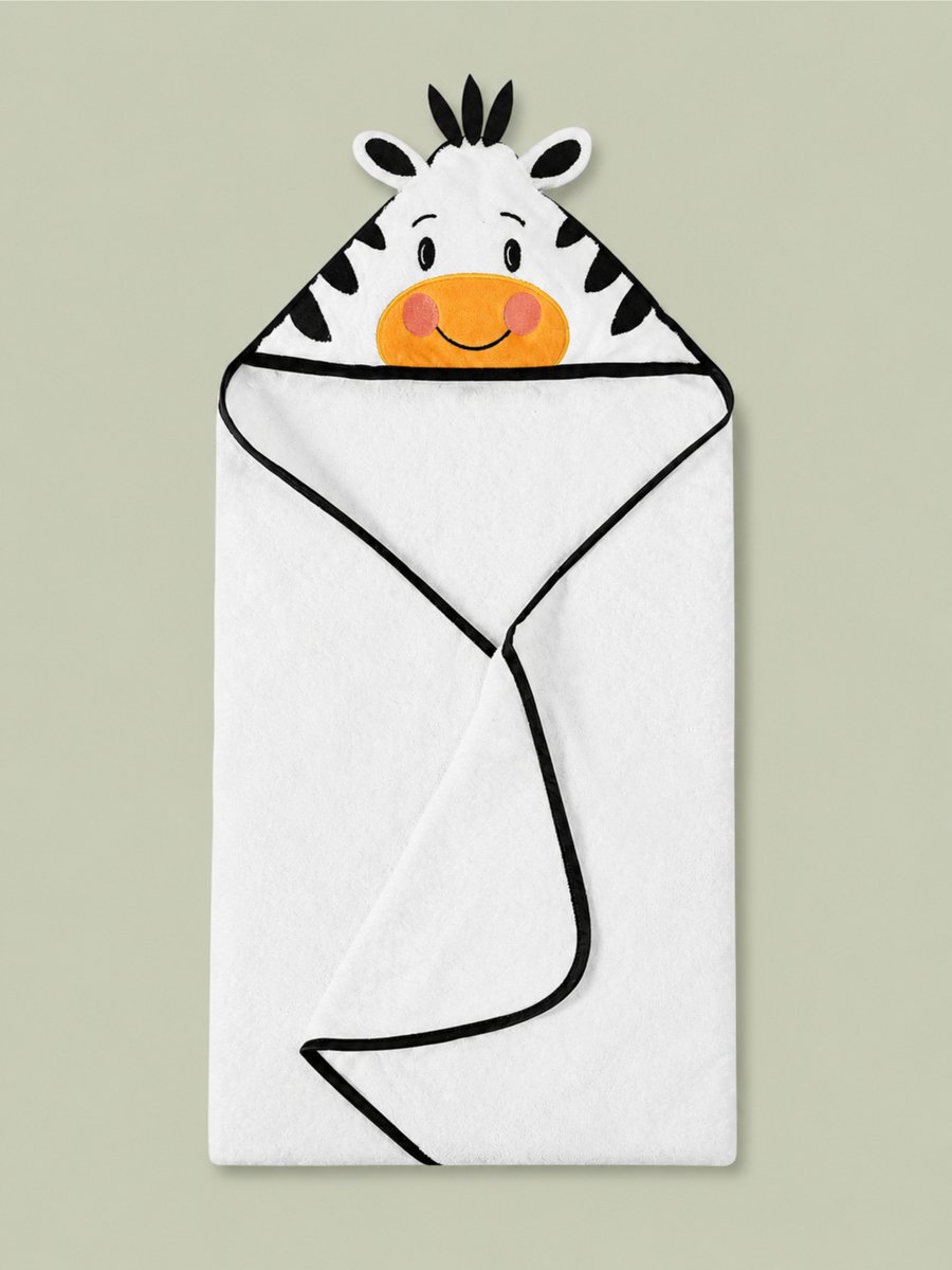 Kids 3D Organic Cotton Woven Hooded Towel - Zebra