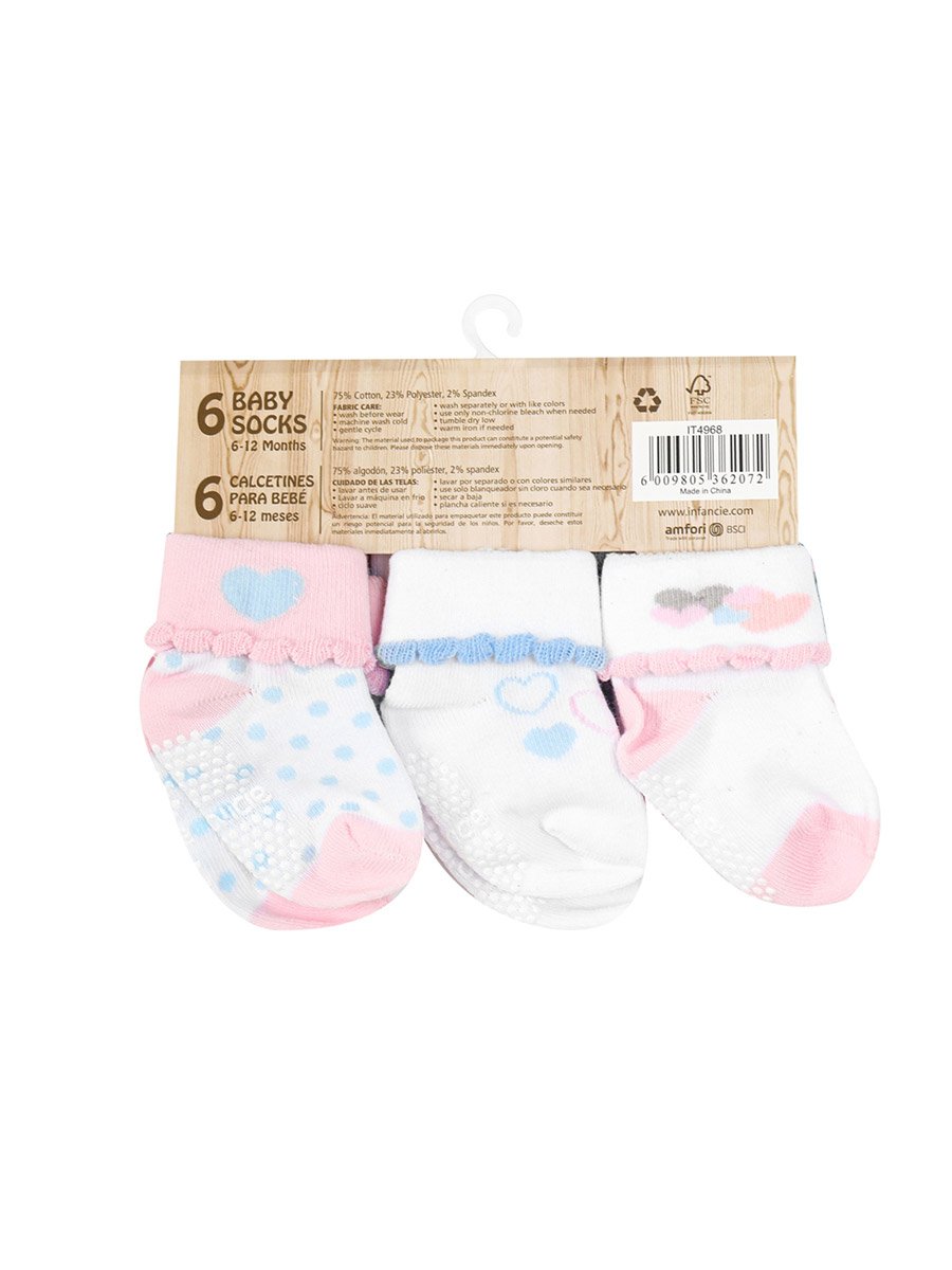 Pack of 6 - Turn-Up Non Slip Knitted Socks