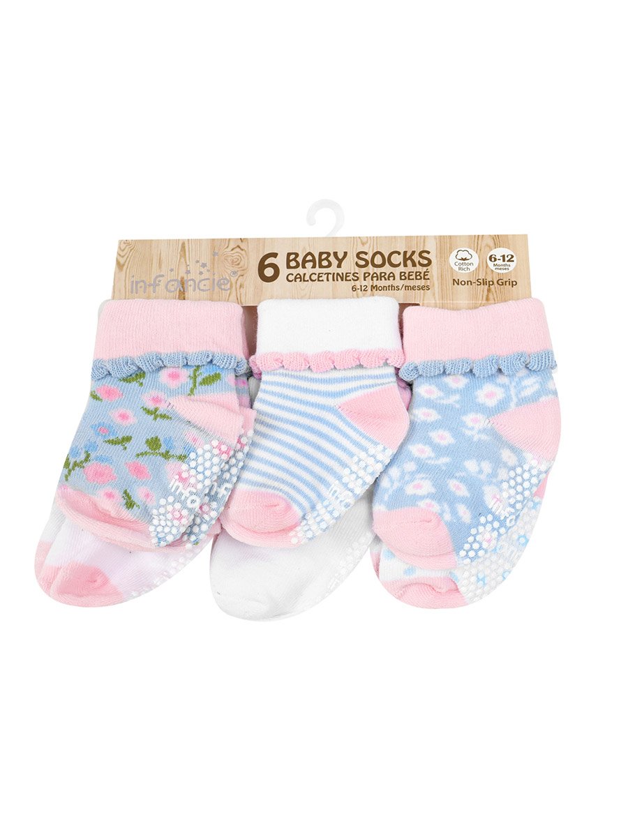 Pack of 6 - Turn-Up Non Slip Knitted Socks