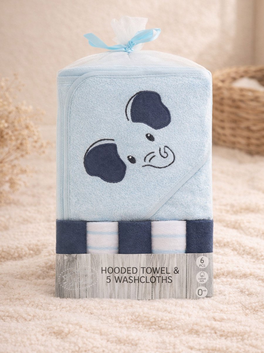 Pack of 6 - Hooded Towel and Face Cloth