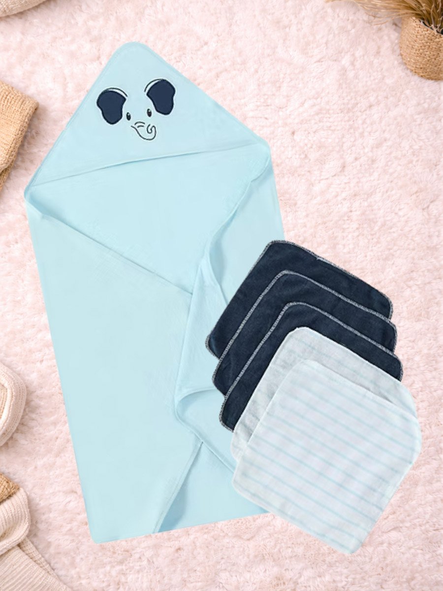Pack of 6 - Hooded Towel and Face Cloth
