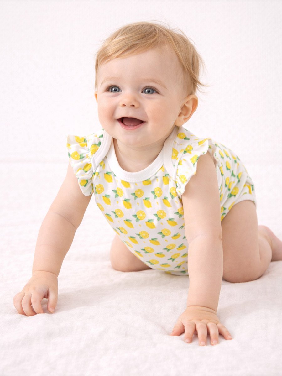 Pack of 3 -Lemon Print Ruffle Sleeve Bodysuit