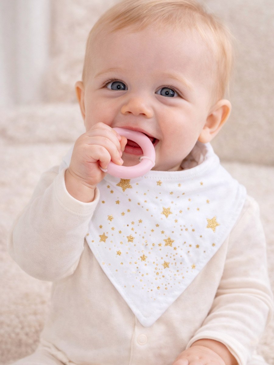 Pack of 2 - Bandana Bib with Removable Silicone Teether Ring