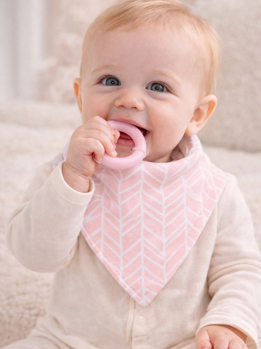 Pack of 2 - Bandana Bib with Removable Silicone Teether Ring