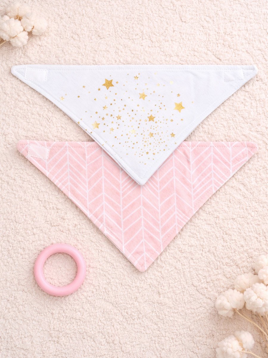 Pack of 2 - Bandana Bib with Removable Silicone Teether Ring