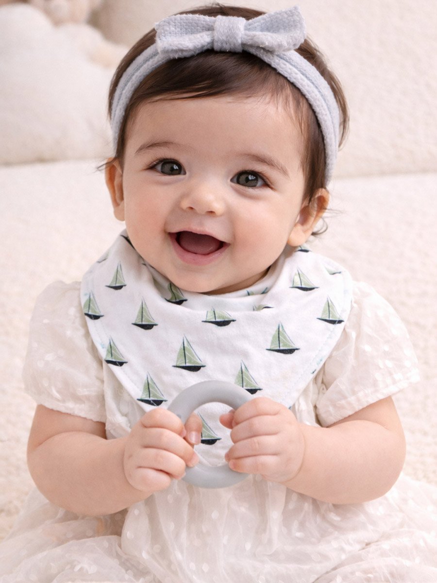 Pack of 2 - Bandana Bib with Removable Silicone Teether Ring