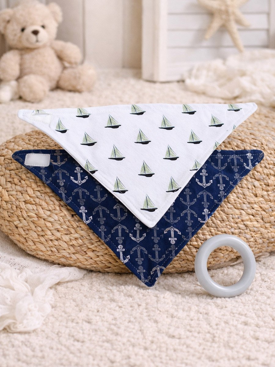 Pack of 2 - Bandana Bib with Removable Silicone Teether Ring