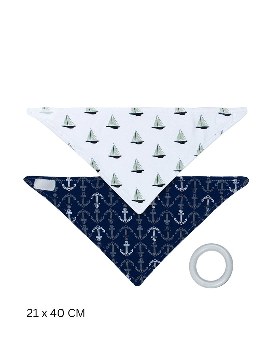 Pack of 2 - Bandana Bib with Removable Silicone Teether Ring