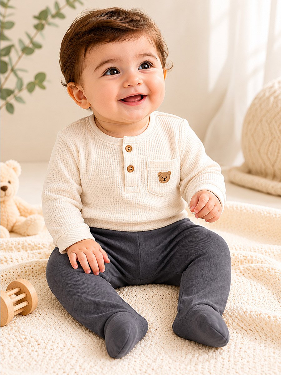 Pack of 2 - Baby Footed Soft Cotton Leggings