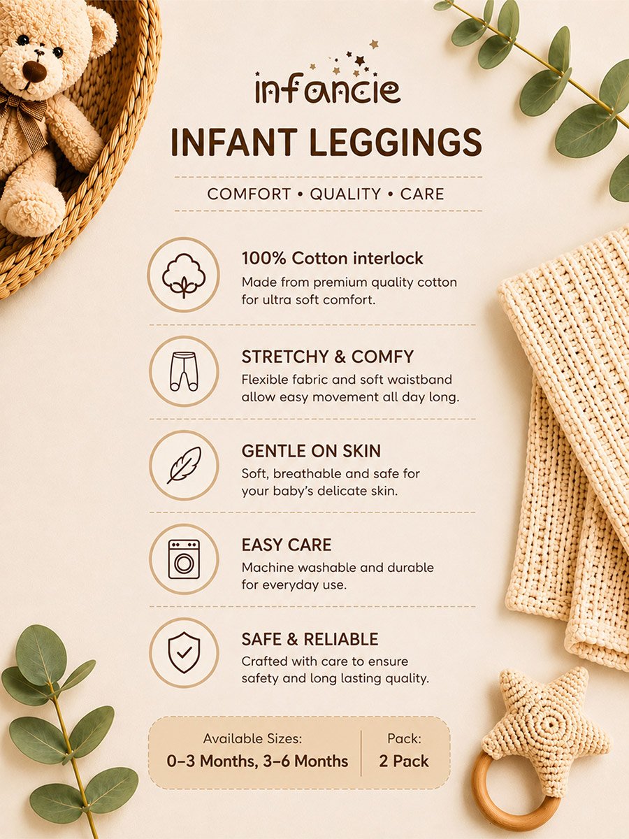 Pack of 2 - Baby Footed Soft Cotton Leggings