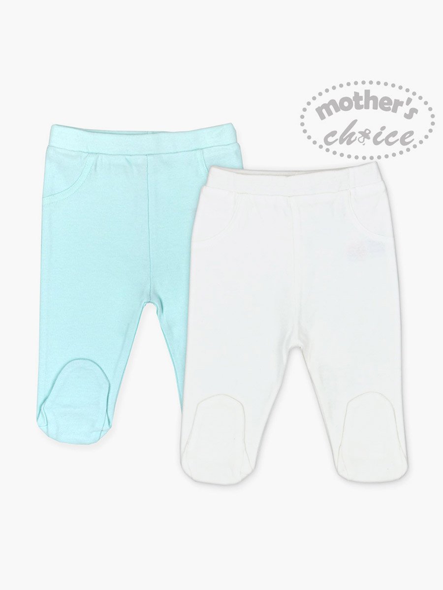 Pack of 2 -Premium 100% Cotton Baby Footed Pants