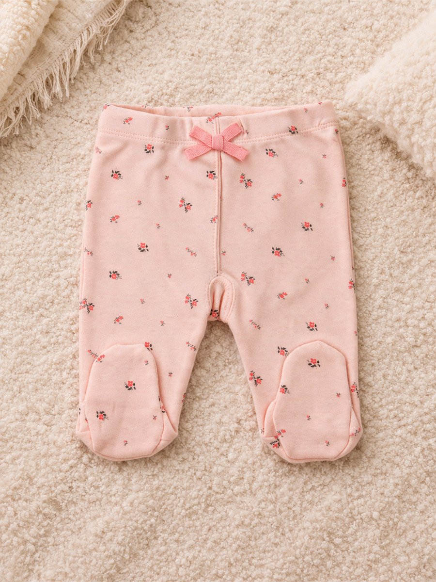 Pack of 2 - Baby Soft Cotton Interlock Footed Pants, 0-3M