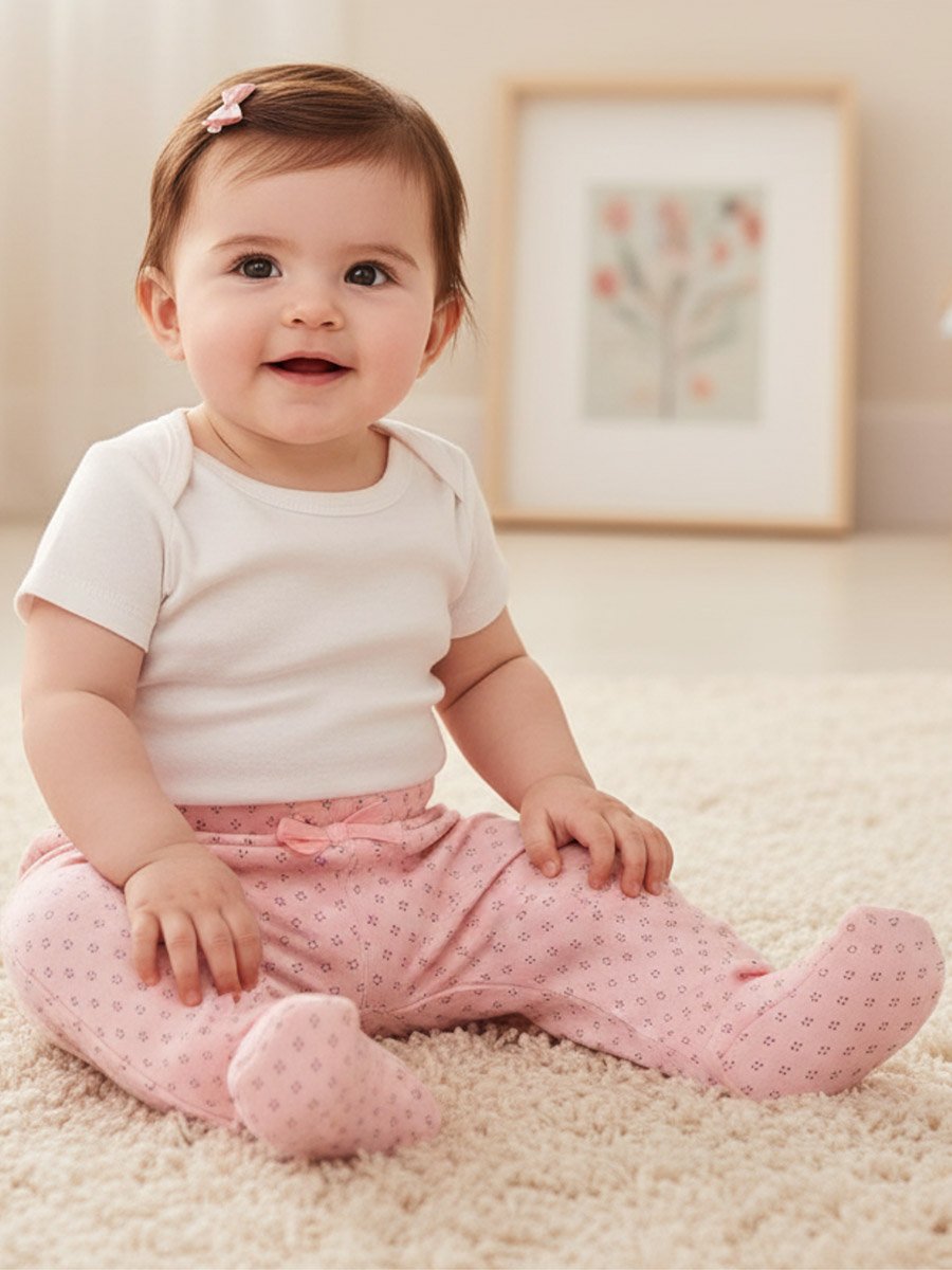 Pack of 2 - Baby Soft Cotton Interlock Footed Pants, 0-3M