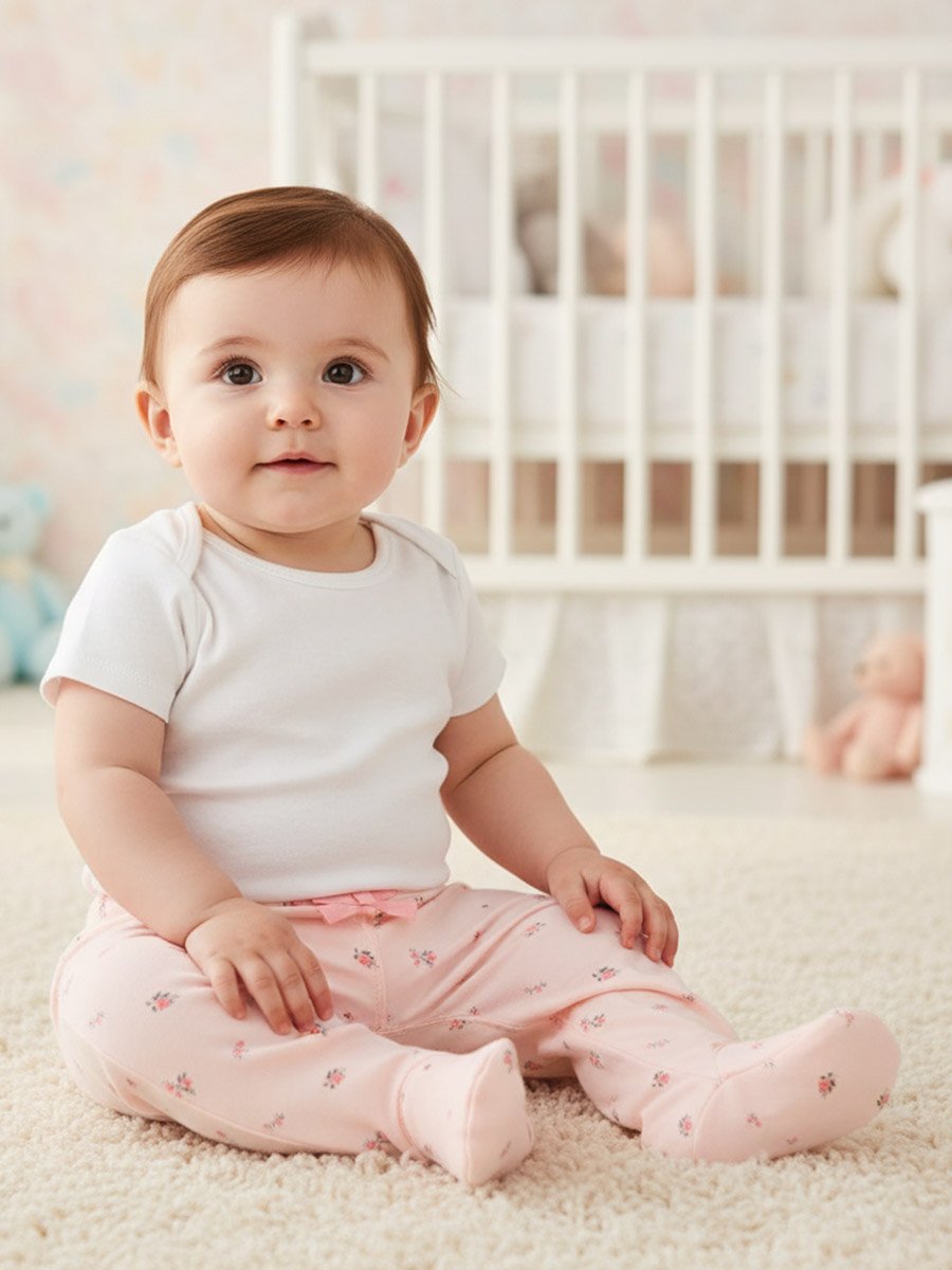 Pack of 2 - Baby Soft Cotton Interlock Footed Pants, 0-3M