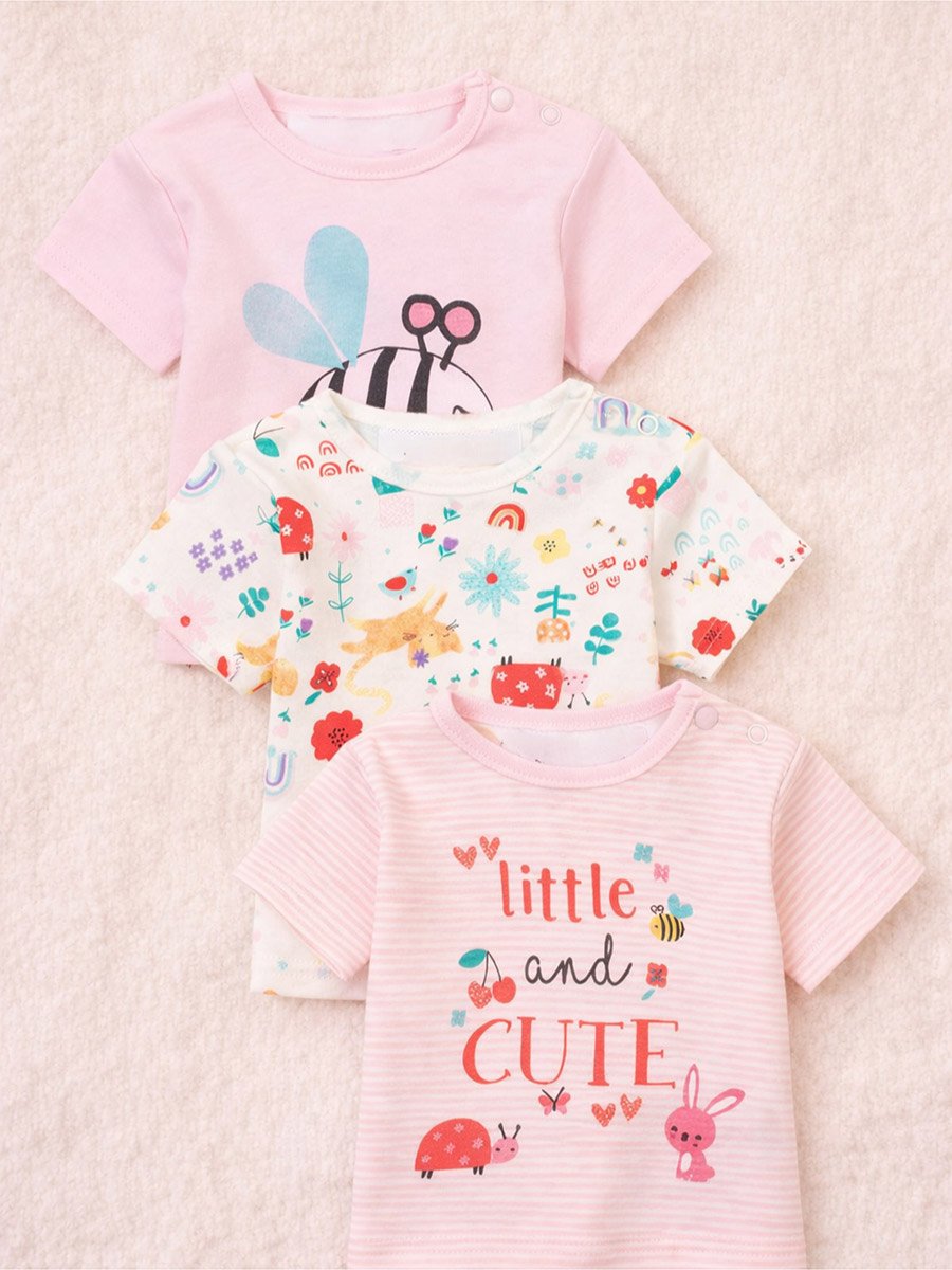 Pack of 3 - Girls Bunny Print T-Shirt