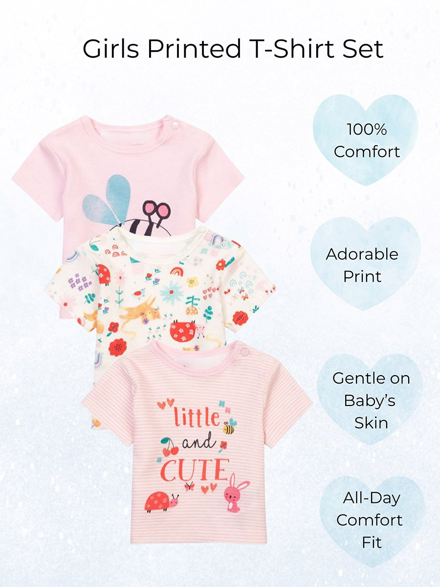 Pack of 3 - Girls Bunny Print T-Shirt